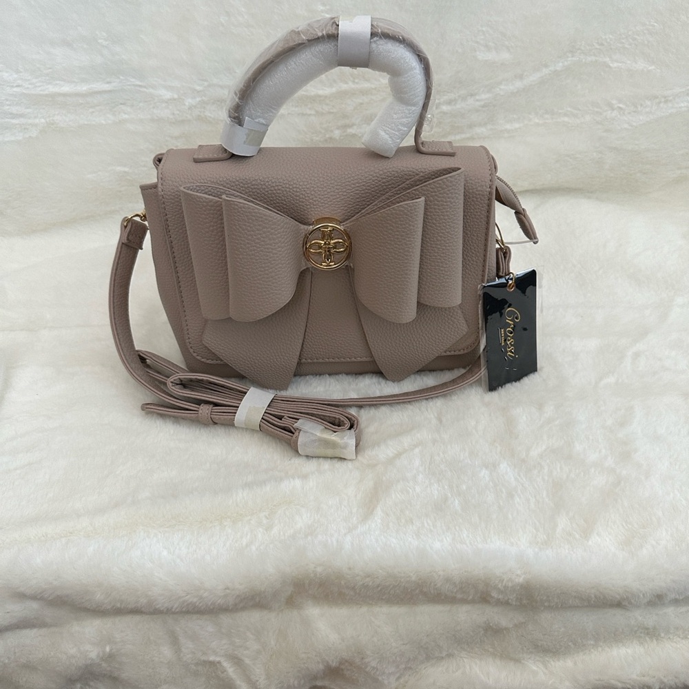 Crossi Satchel with Double Bowtie Top Handle and Detachable Strap